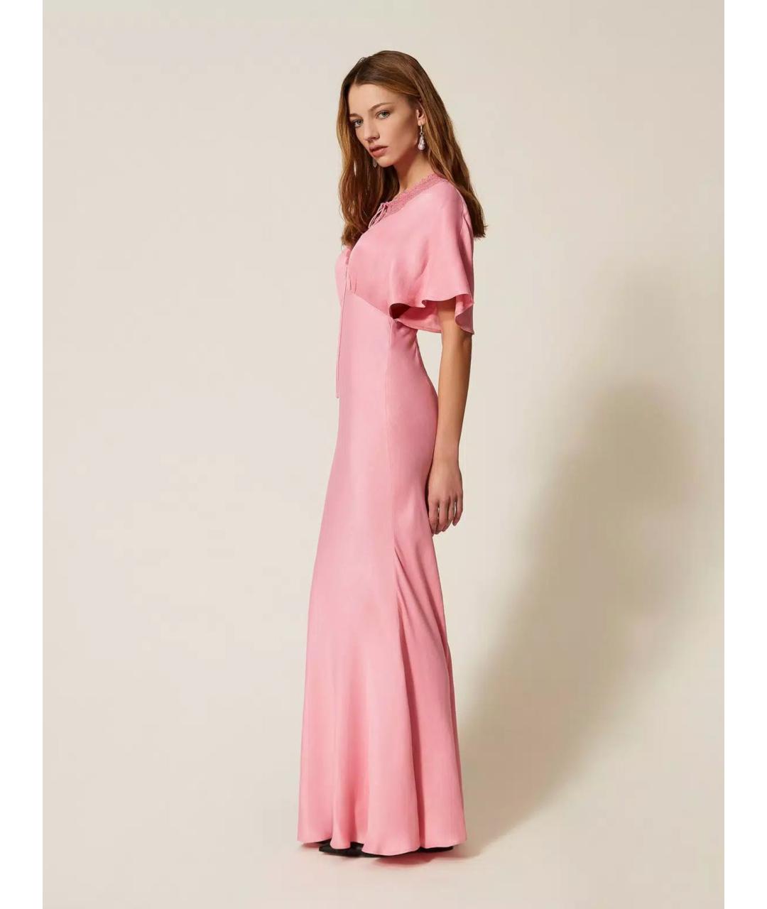 TWIN-SET Розовое вискозное вечернее платье, фото 3