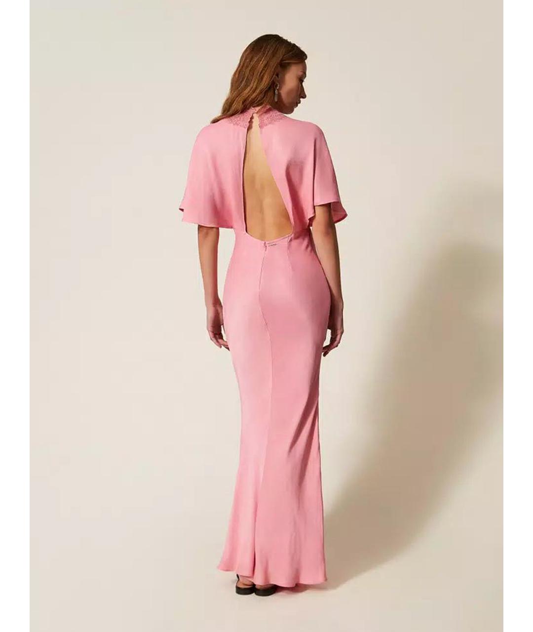 TWIN-SET Розовое вискозное вечернее платье, фото 4