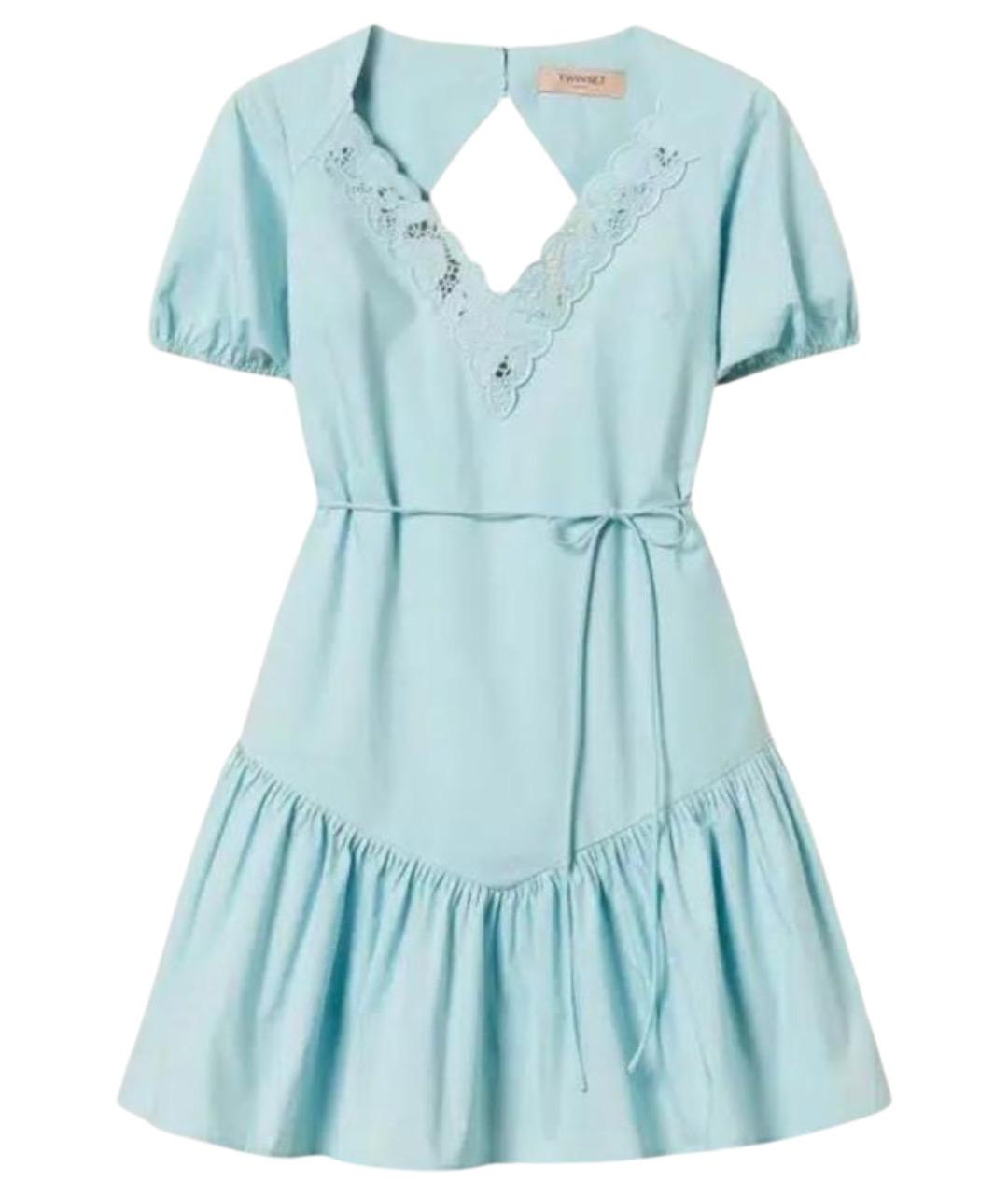 TWIN-SET Синее хлопковое повседневное платье, фото 1