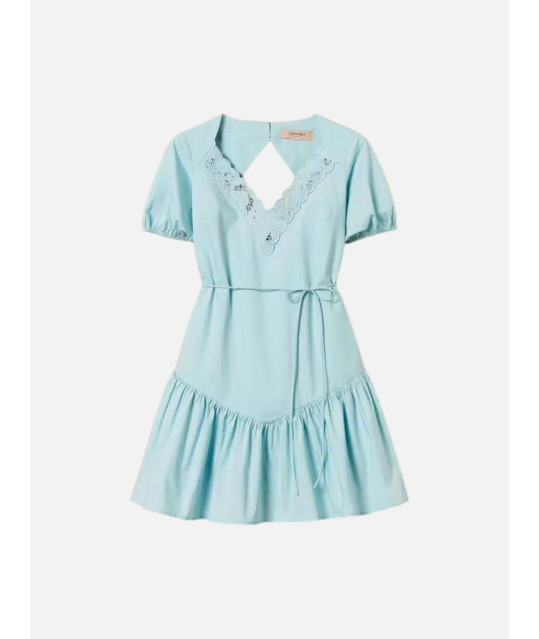 TWIN-SET Синее хлопковое повседневное платье, фото 6