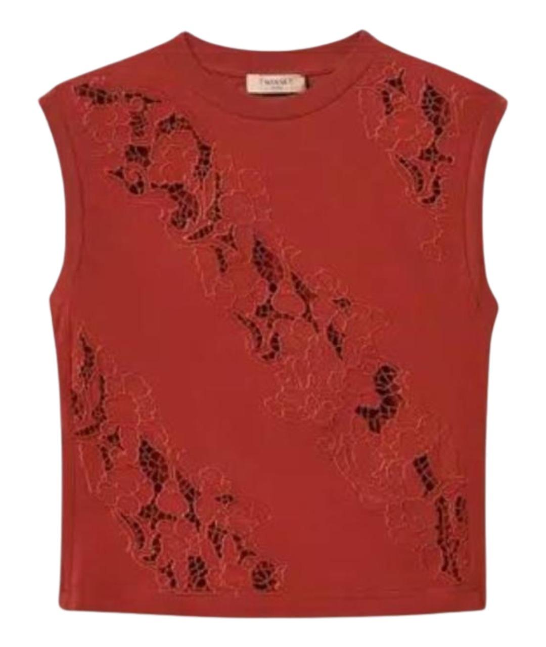 TWIN-SET Бордовая хлопковая майка, фото 1