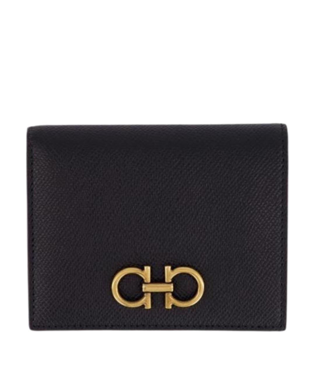 FERRAGAMO Черный кожаный кошелек, фото 1