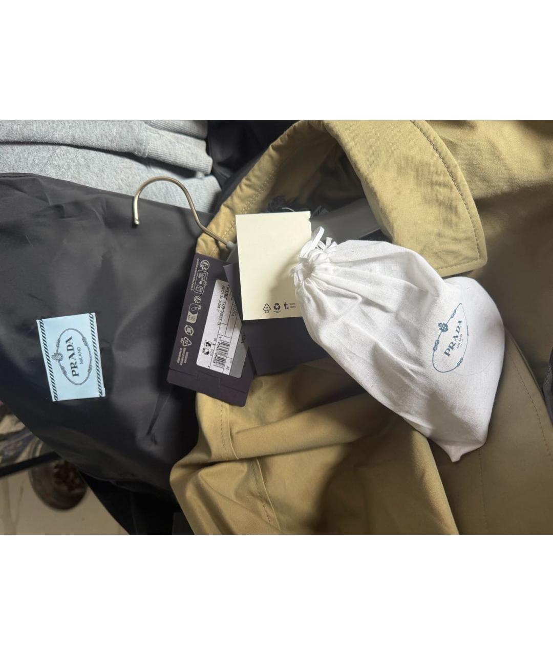 PRADA Горчичный хлопковый тренч/плащ, фото 4