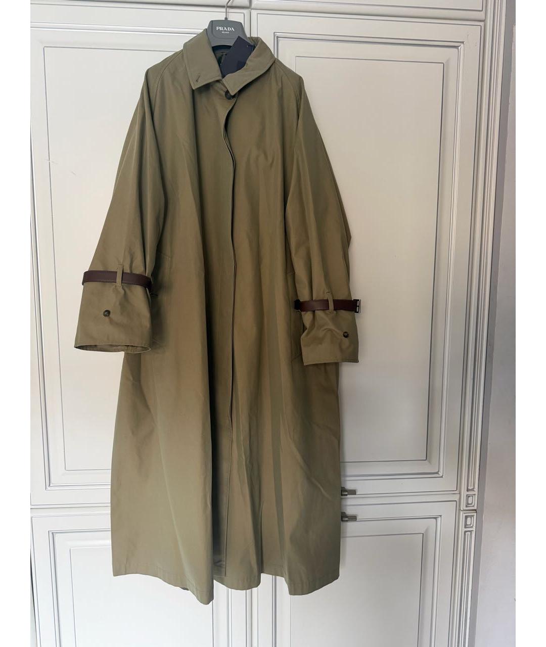 PRADA Горчичный хлопковый тренч/плащ, фото 7