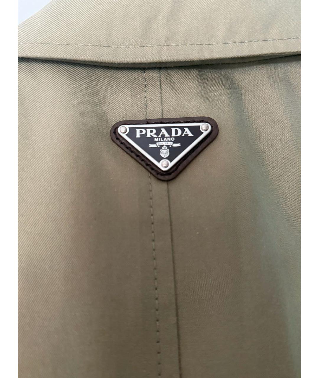 PRADA Горчичный хлопковый тренч/плащ, фото 3
