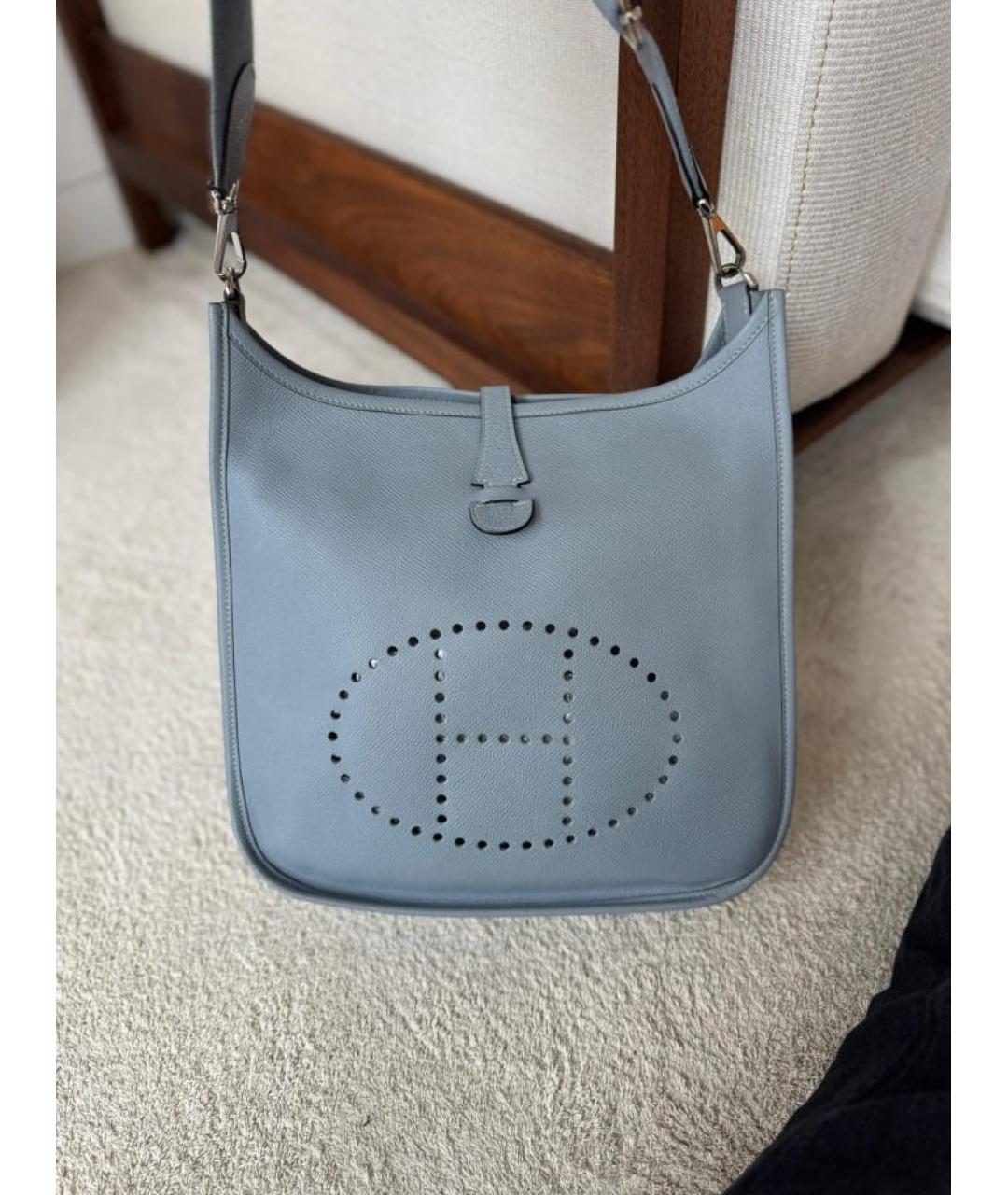 HERMES Голубая кожаная сумка через плечо, фото 3