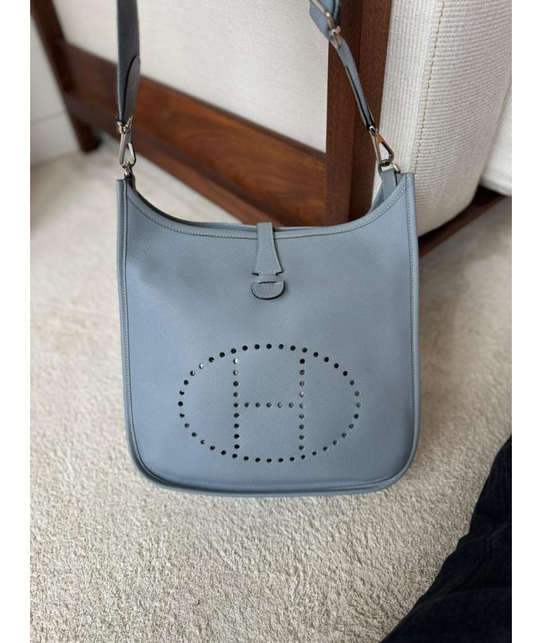 HERMES Голубая кожаная сумка через плечо, фото 2