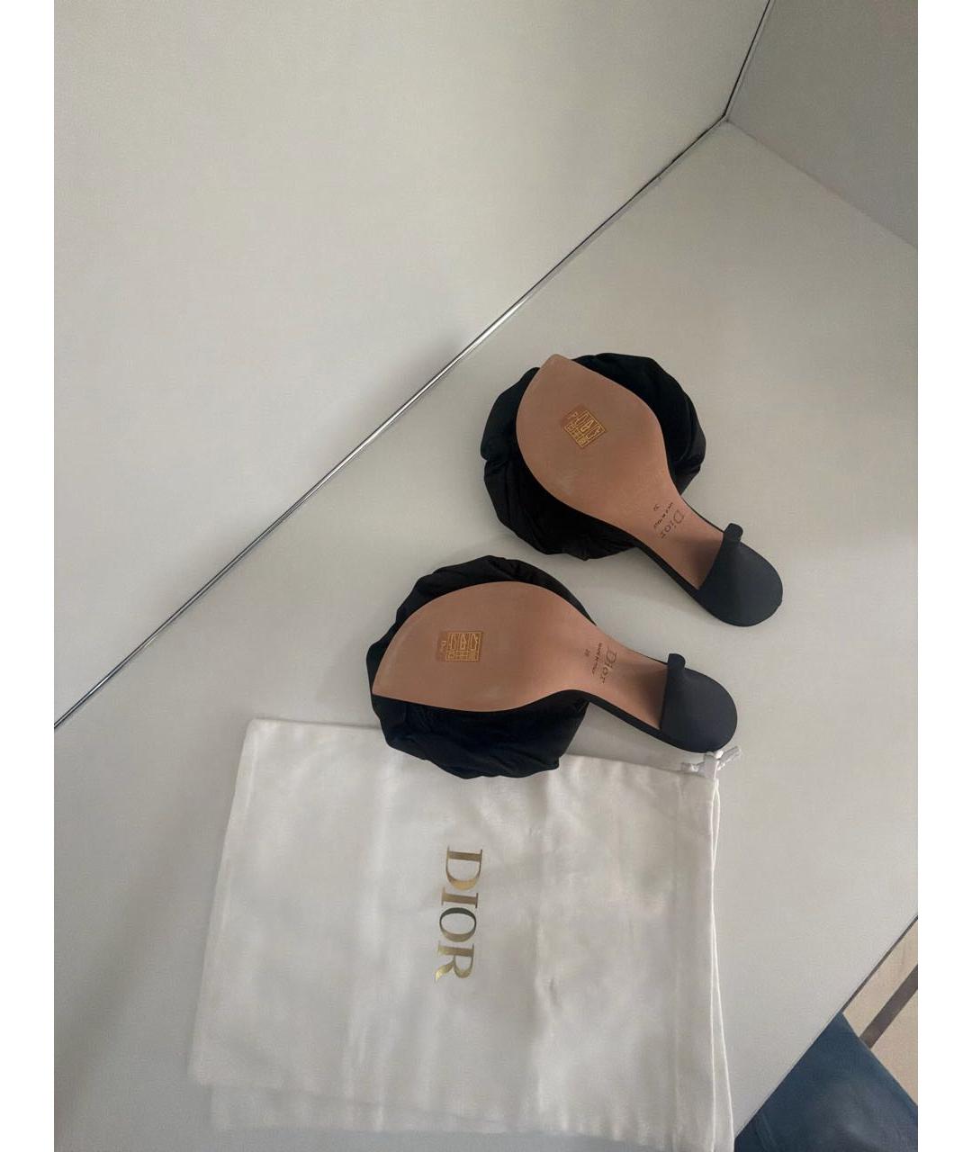 CHRISTIAN DIOR Черные текстильные босоножки, фото 6