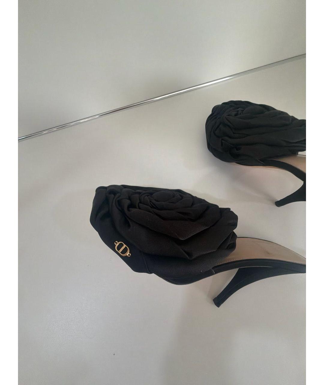 CHRISTIAN DIOR Черные текстильные босоножки, фото 5