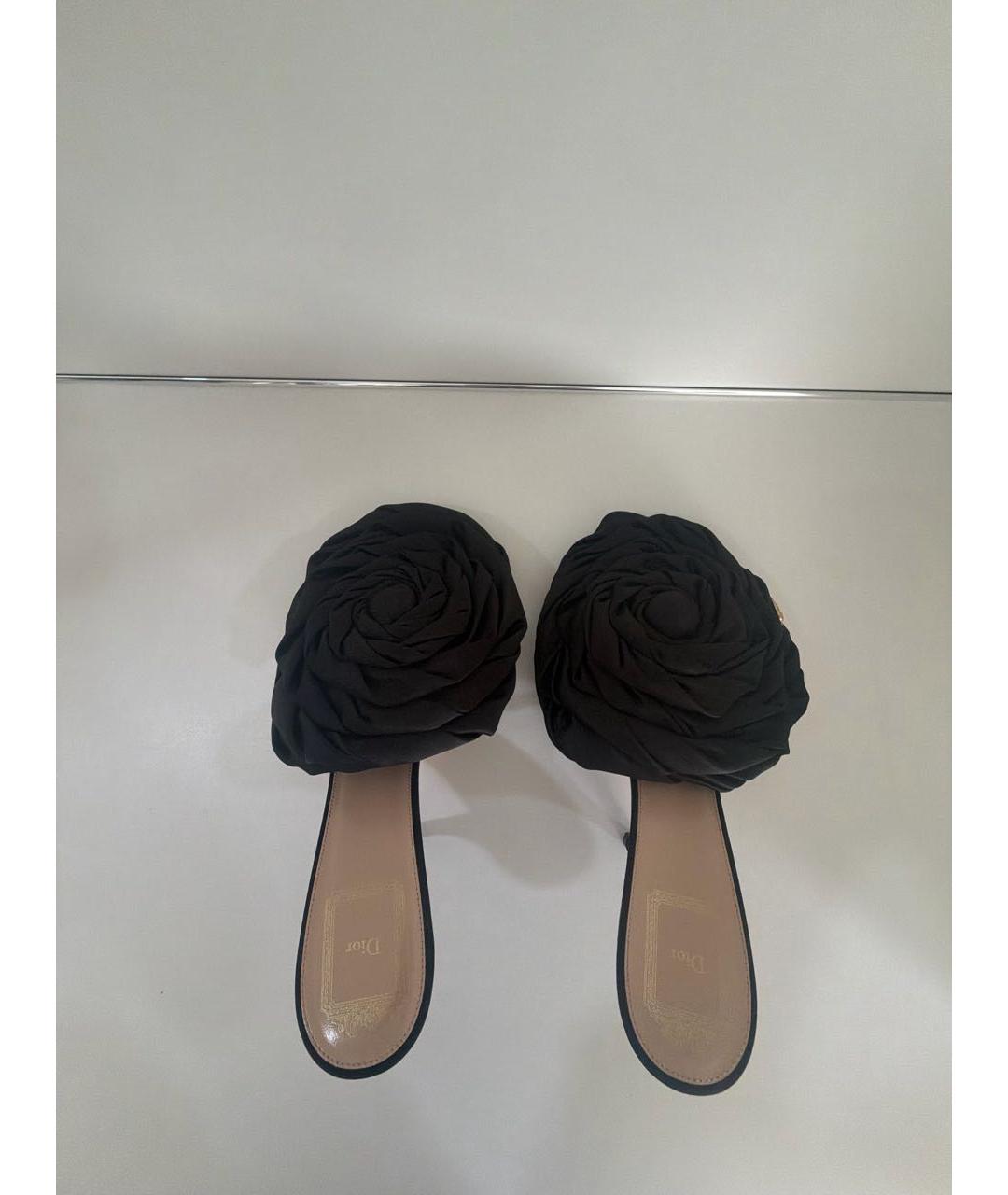 CHRISTIAN DIOR Черные текстильные босоножки, фото 3