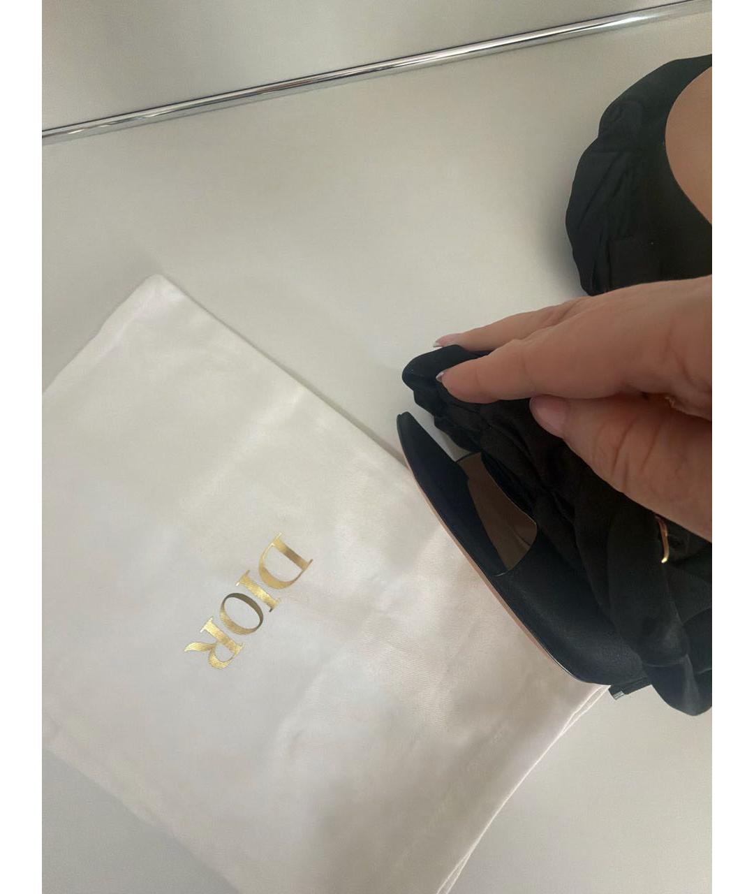 CHRISTIAN DIOR Черные текстильные босоножки, фото 7