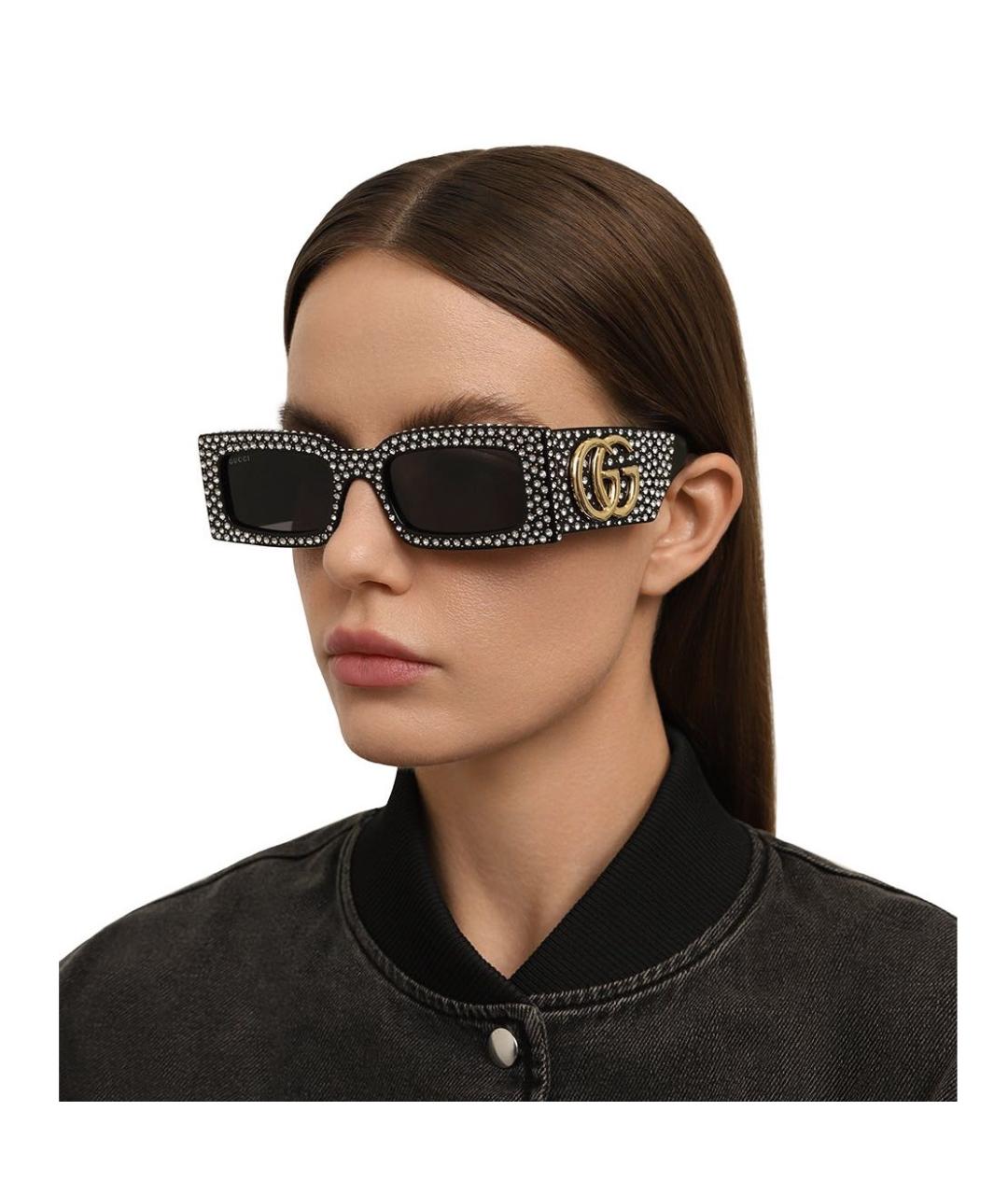 GUCCI Черные пластиковые солнцезащитные очки, фото 4