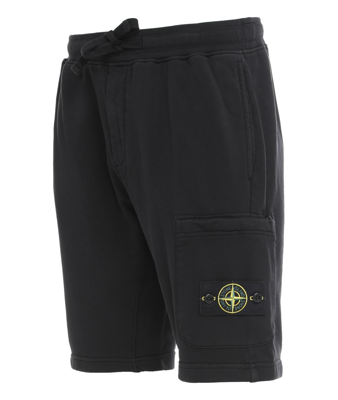 STONE ISLAND Черные хлопковые шорты, фото 2