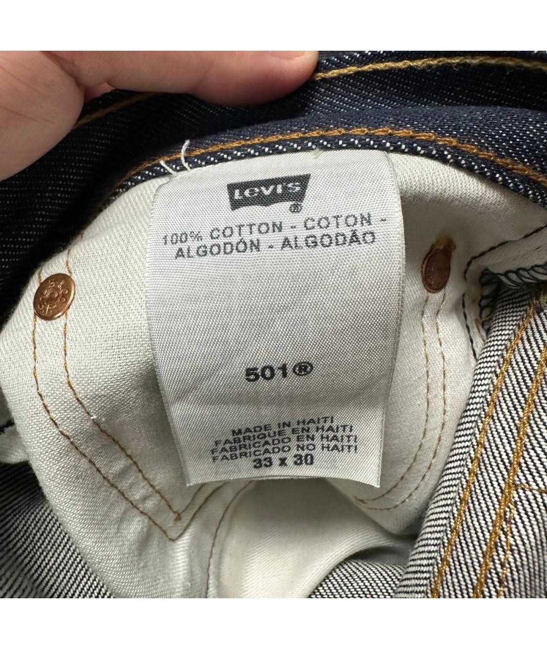 LEVI'S Темно-синие хлопковые прямые джинсы, фото 5