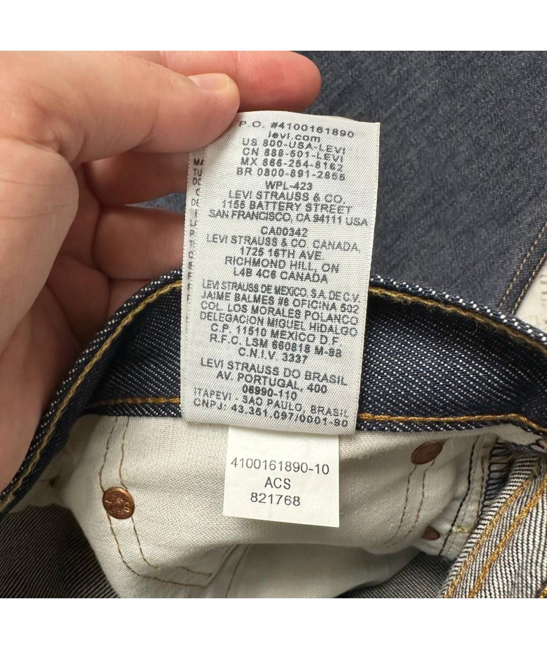 LEVI'S Темно-синие хлопковые прямые джинсы, фото 6