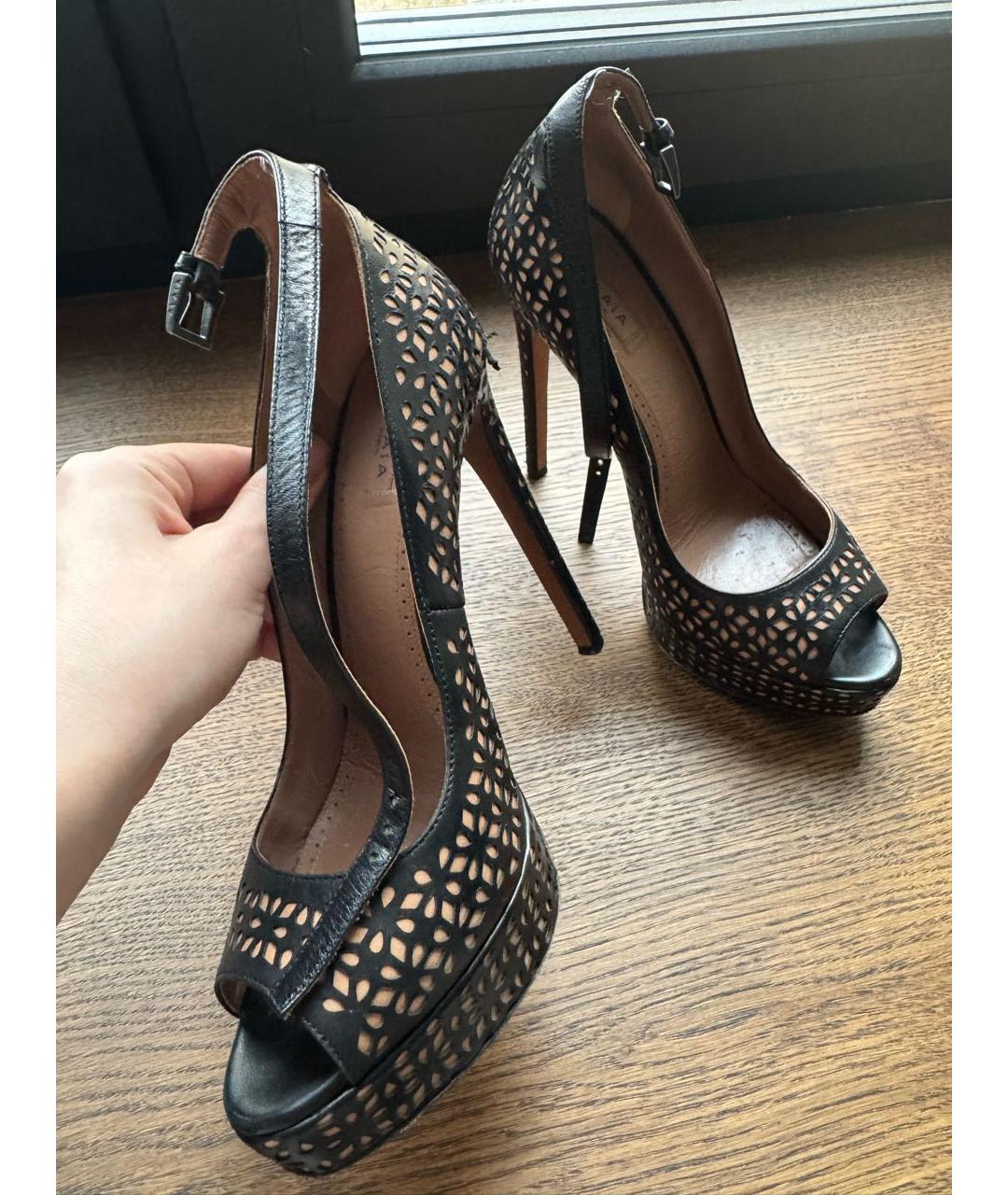 ALAIA Черные кожаные босоножки, фото 2