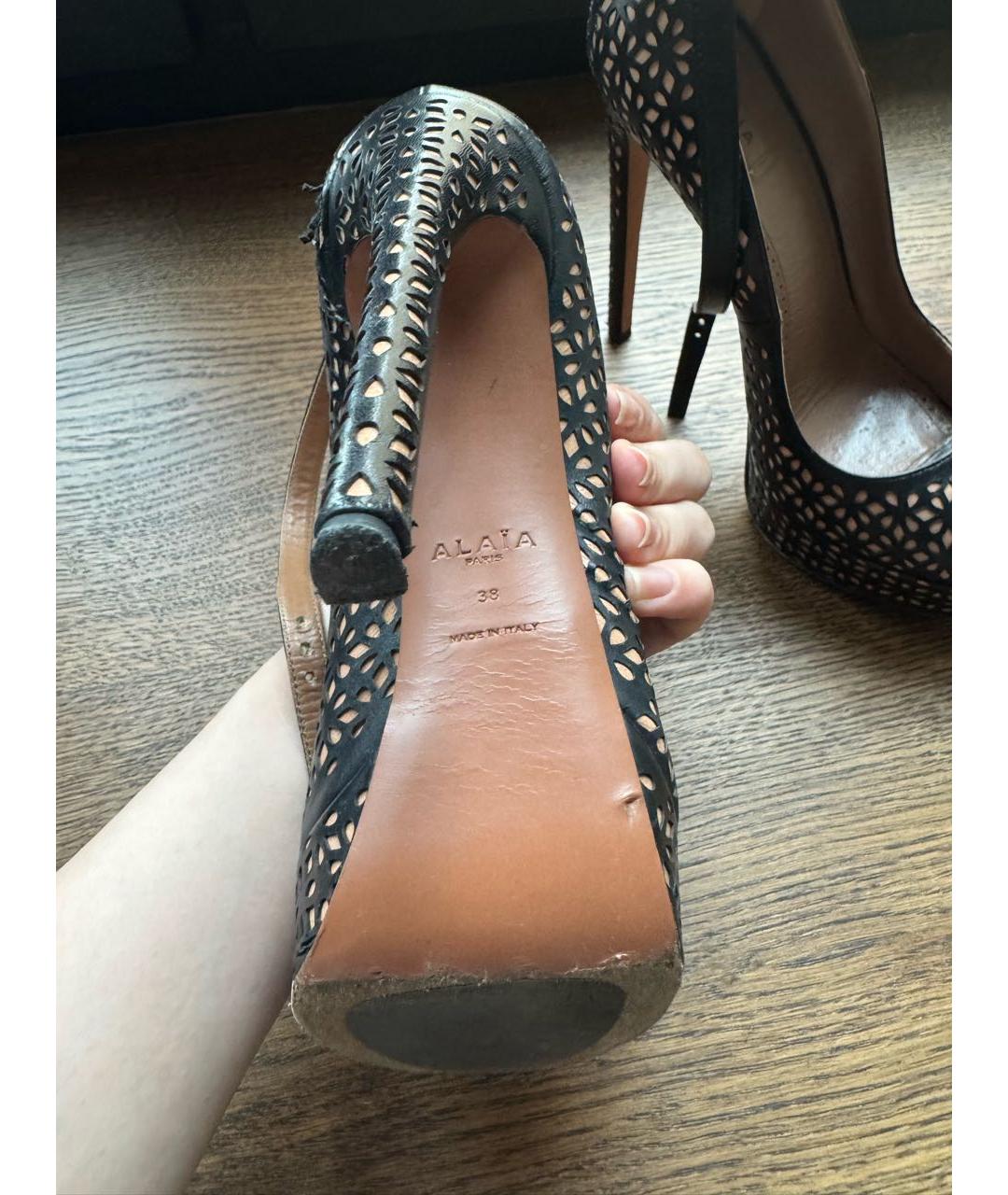 ALAIA Черные кожаные босоножки, фото 3