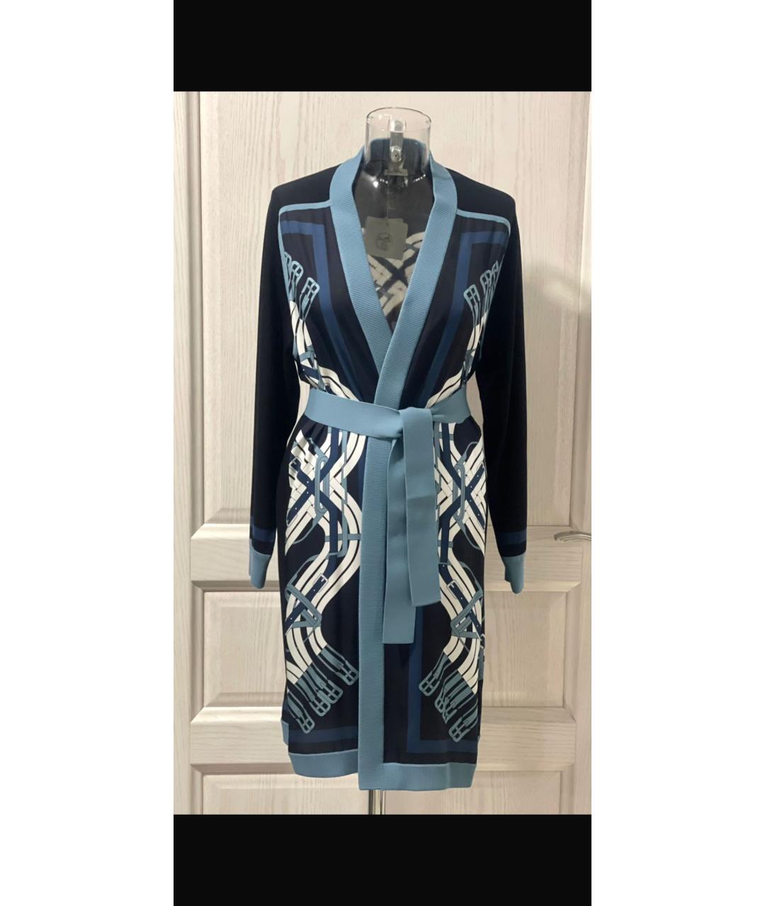 HERMES Темно-синий шелковый кардиган, фото 6