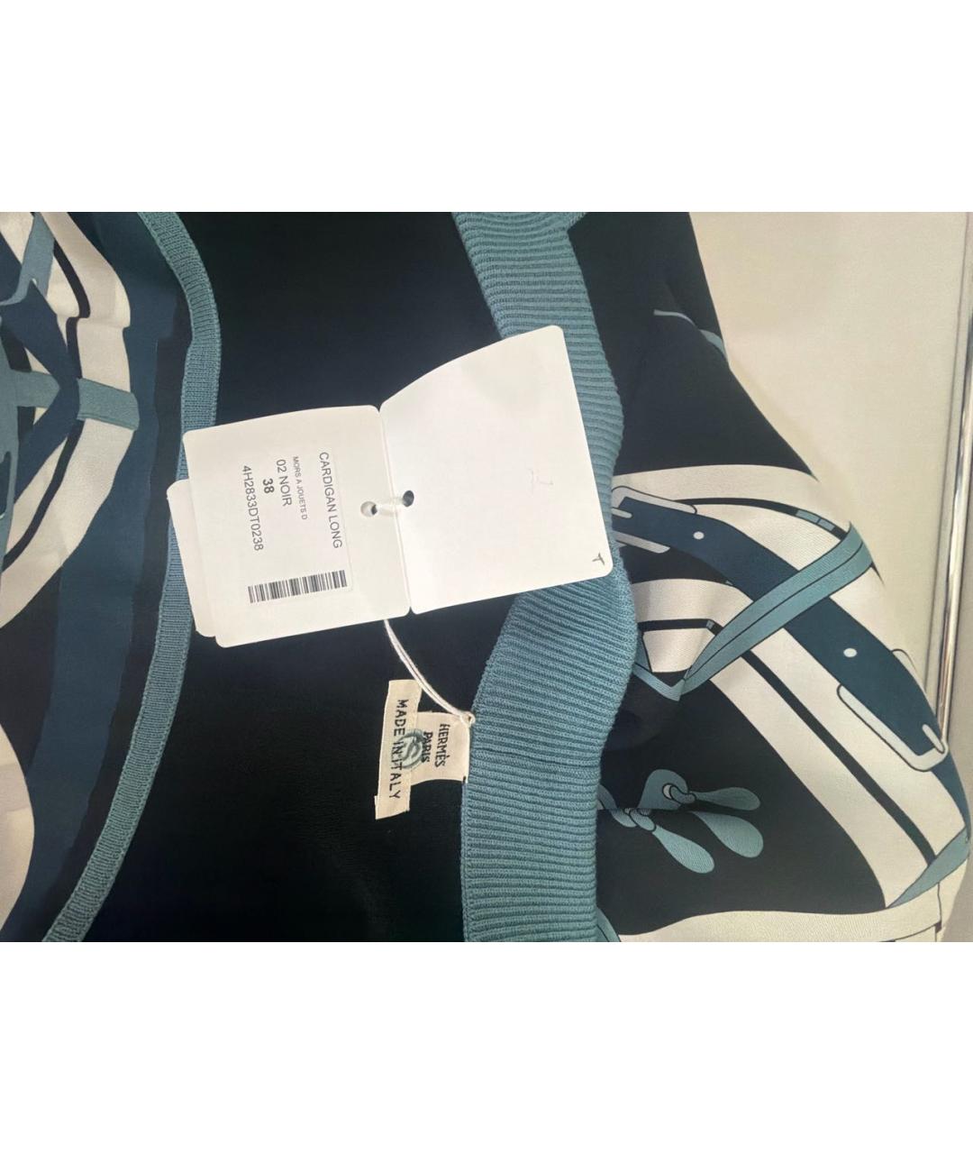 HERMES Темно-синий шелковый кардиган, фото 3