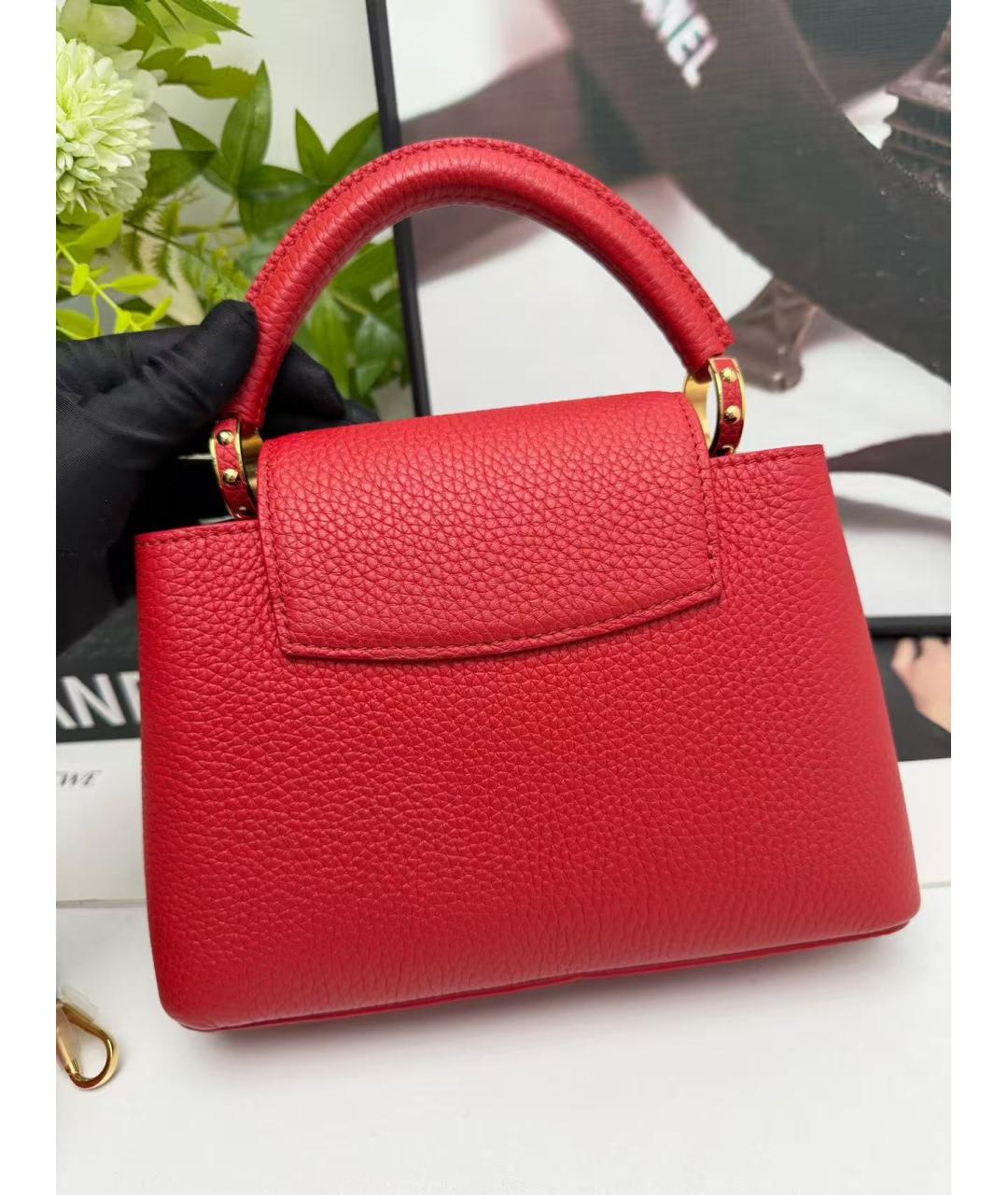 LOUIS VUITTON Красная кожаная сумка с короткими ручками, фото 3