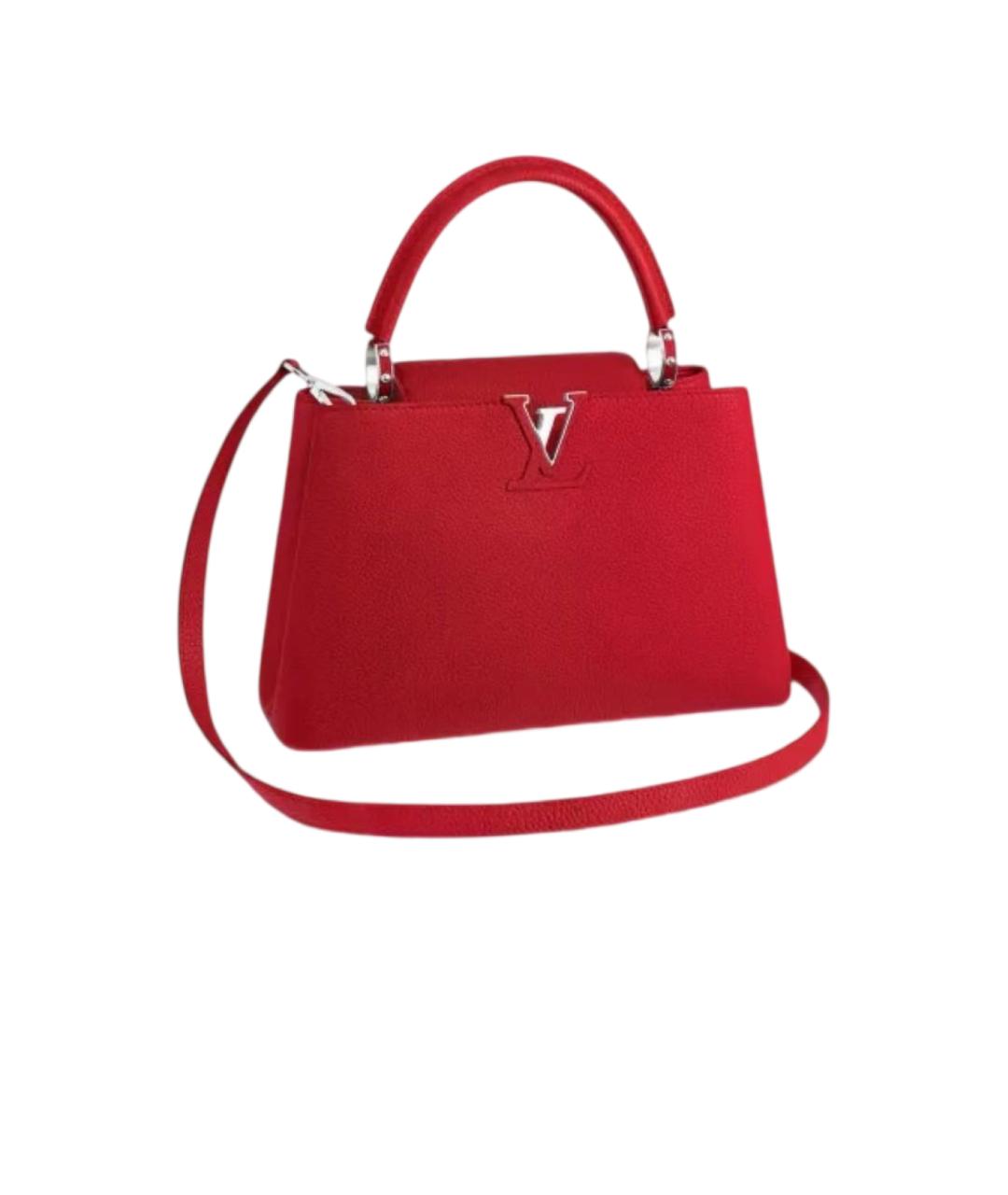 LOUIS VUITTON Красная кожаная сумка с короткими ручками, фото 7