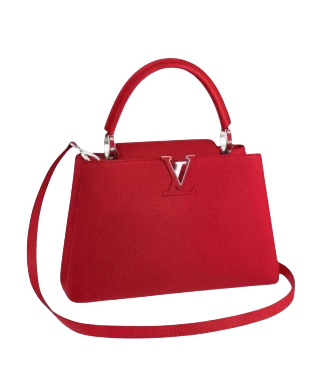 LOUIS VUITTON Красная кожаная сумка с короткими ручками, фото 1