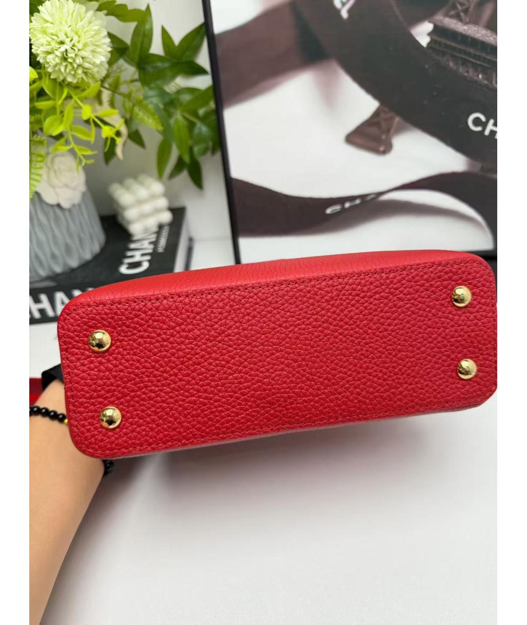 LOUIS VUITTON Красная кожаная сумка с короткими ручками, фото 6