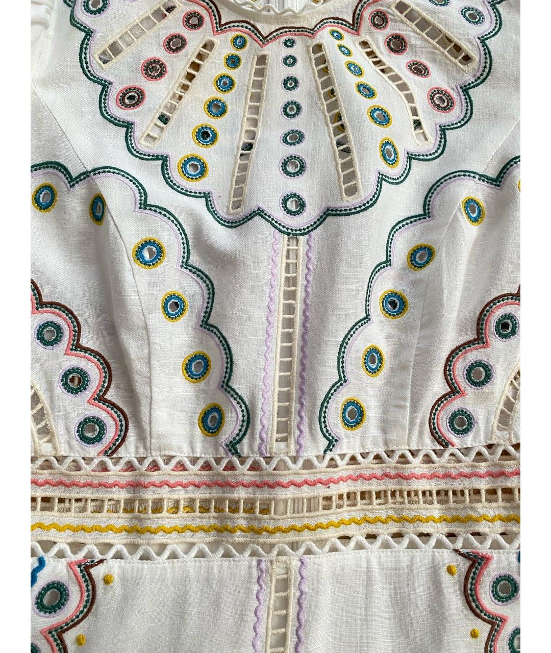 ZIMMERMANN Белое льняное повседневное платье, фото 7