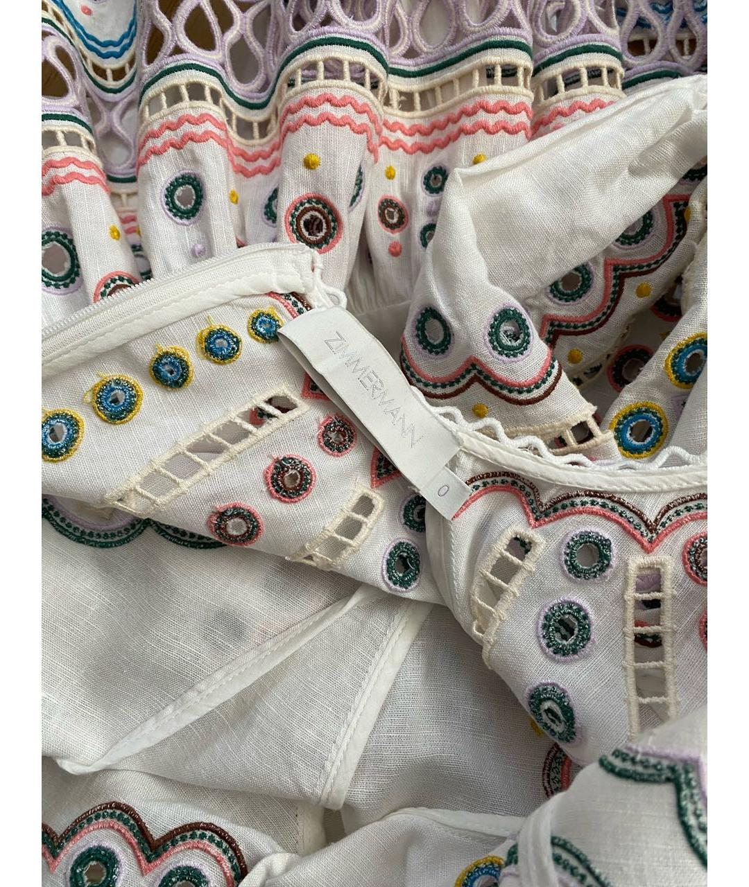 ZIMMERMANN Белое льняное повседневное платье, фото 4