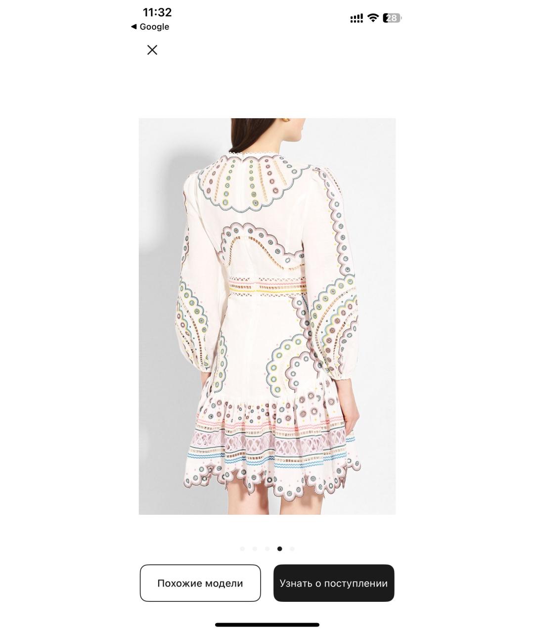 ZIMMERMANN Белое льняное повседневное платье, фото 3