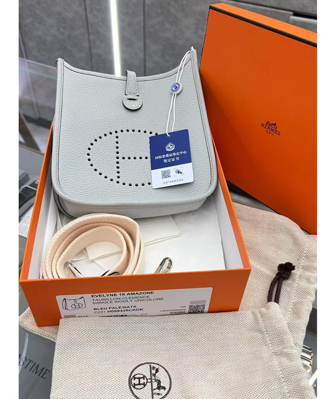 HERMES Голубая кожаная сумка через плечо, фото 6