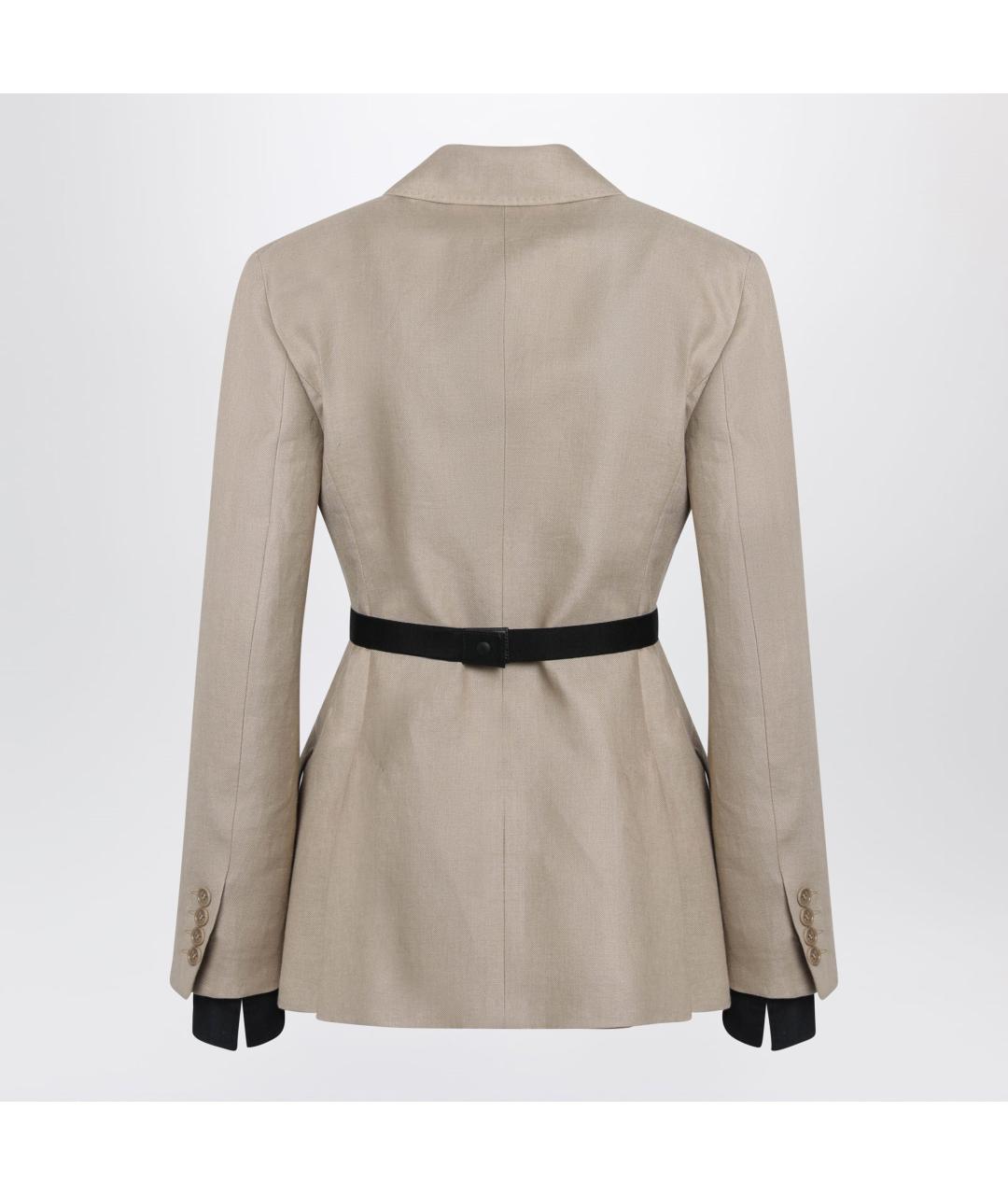 MAX MARA Бежевый льняной жакет/пиджак, фото 2