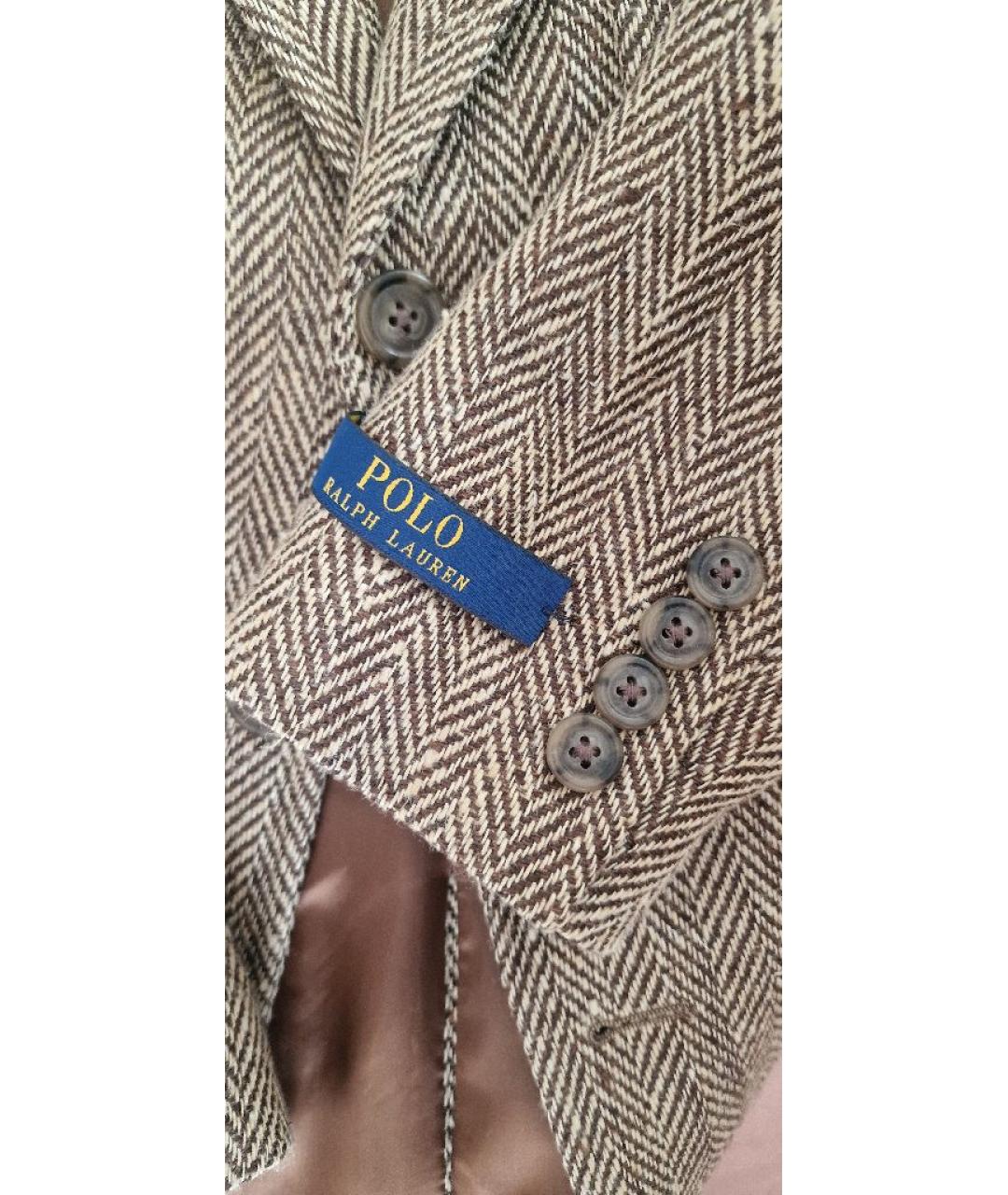 POLO RALPH LAUREN Коричневый шерстяной жакет / жилет, фото 5