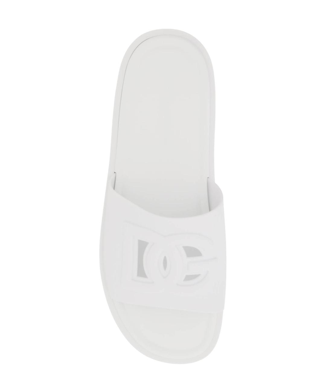 DOLCE&GABBANA Белые синтетические шлепанцы, фото 3