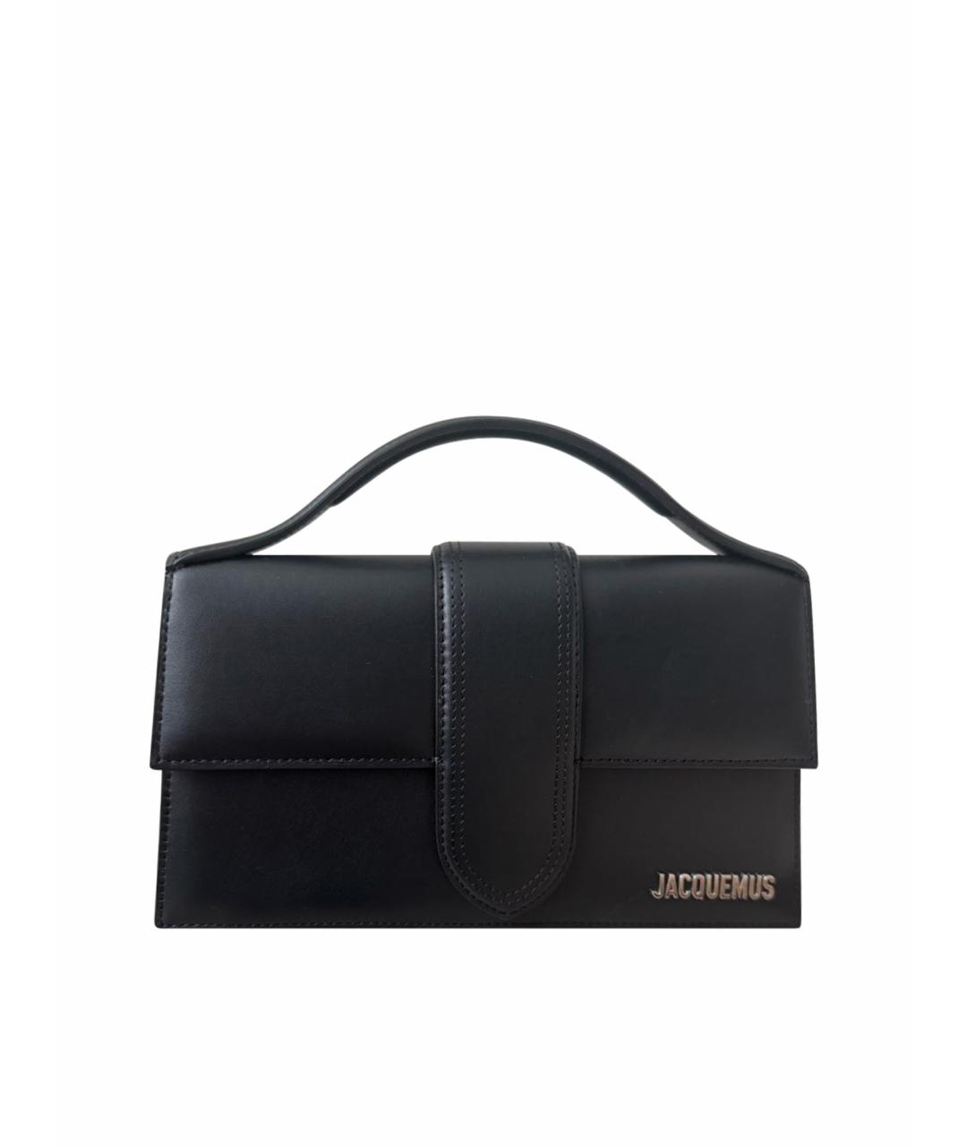 JACQUEMUS Черная кожаная сумка с короткими ручками, фото 1