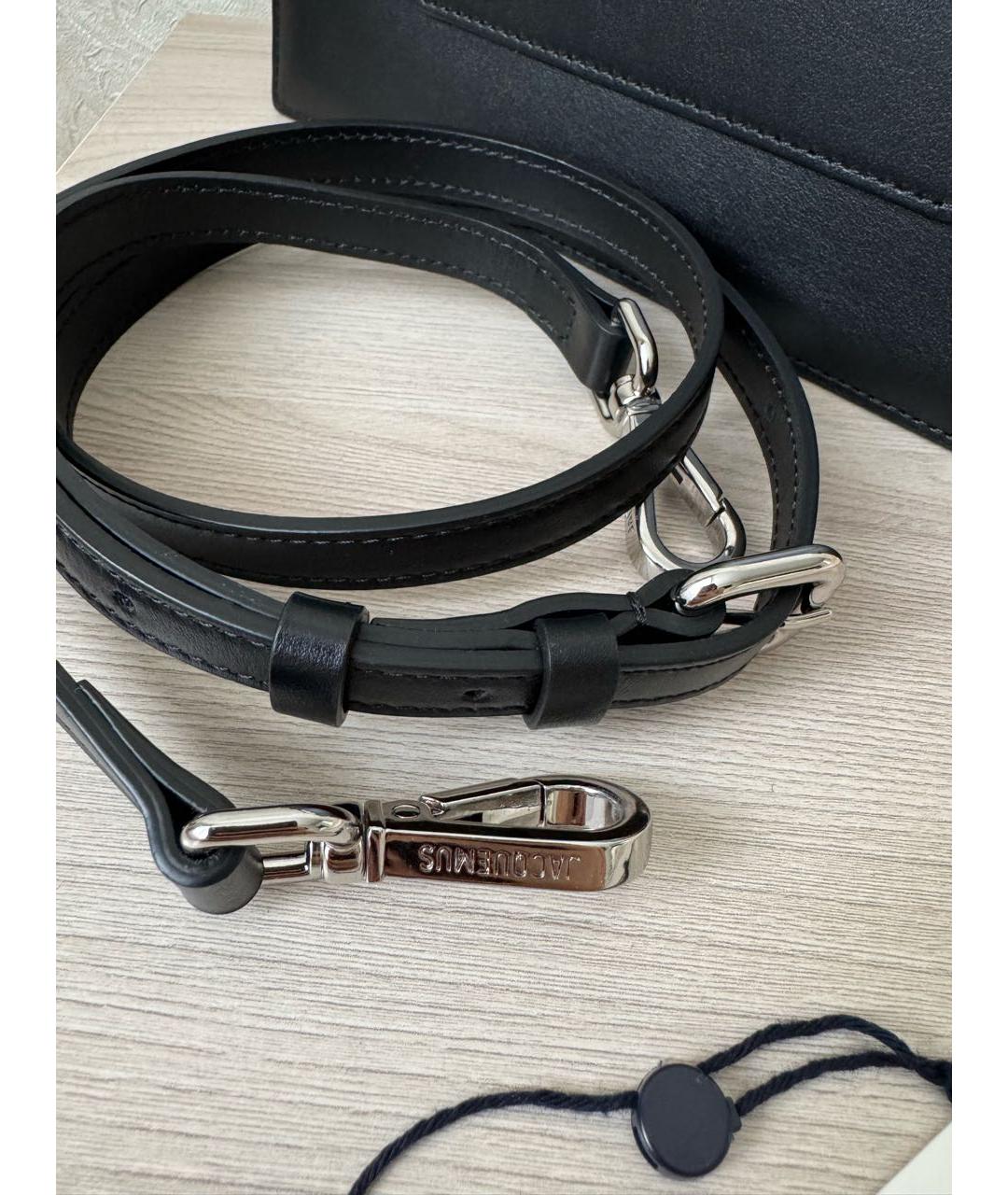 JACQUEMUS Черная кожаная сумка с короткими ручками, фото 6