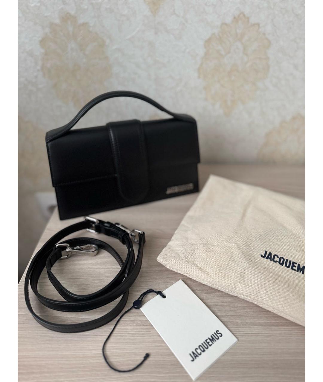JACQUEMUS Черная кожаная сумка с короткими ручками, фото 5