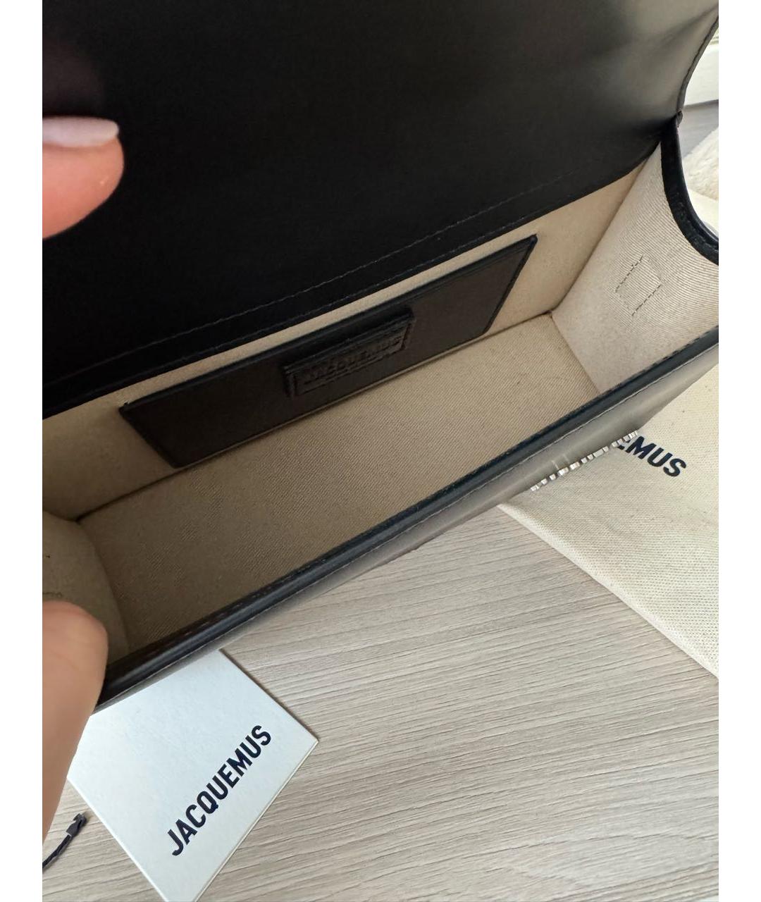 JACQUEMUS Черная кожаная сумка с короткими ручками, фото 4