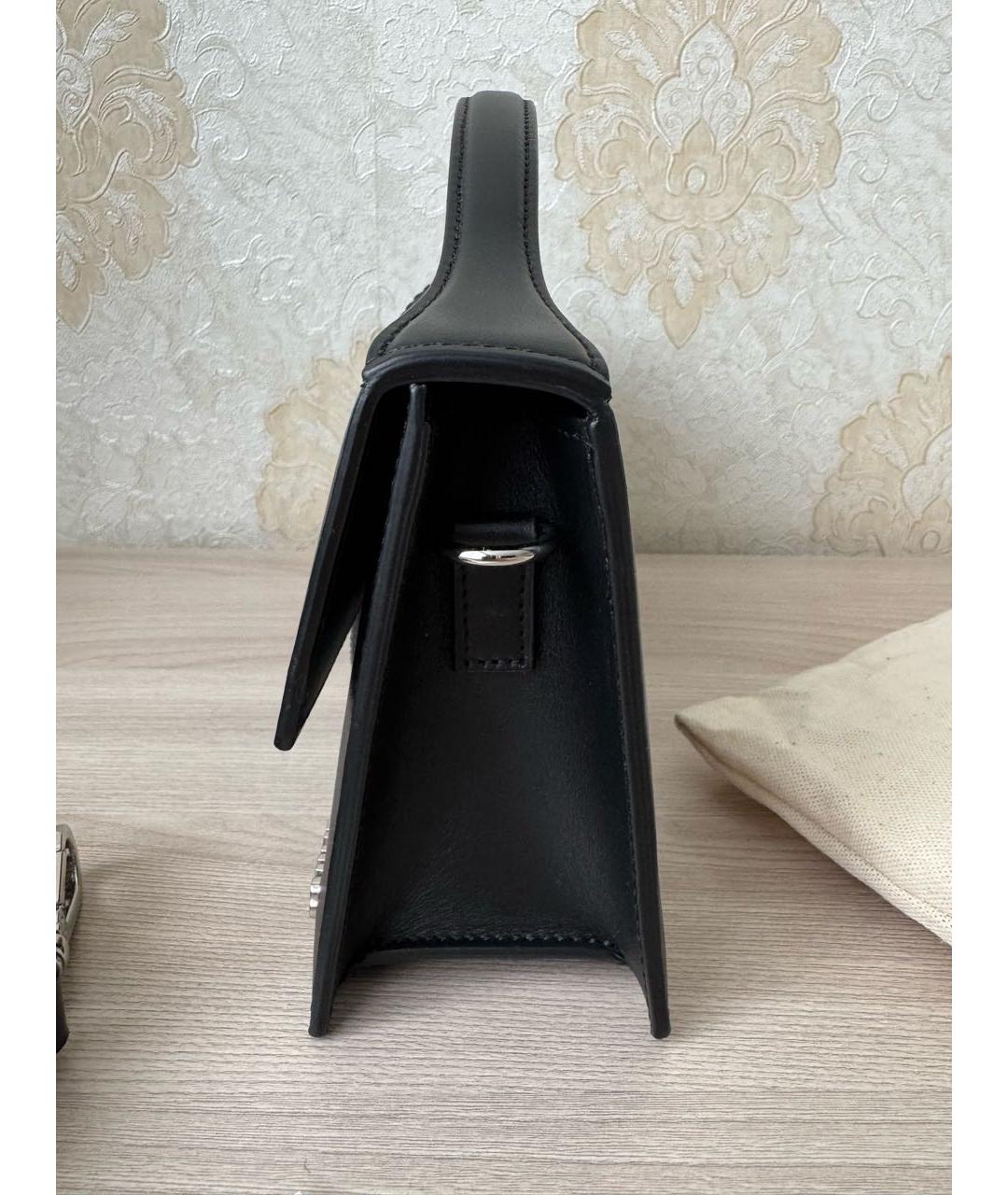 JACQUEMUS Черная кожаная сумка с короткими ручками, фото 2