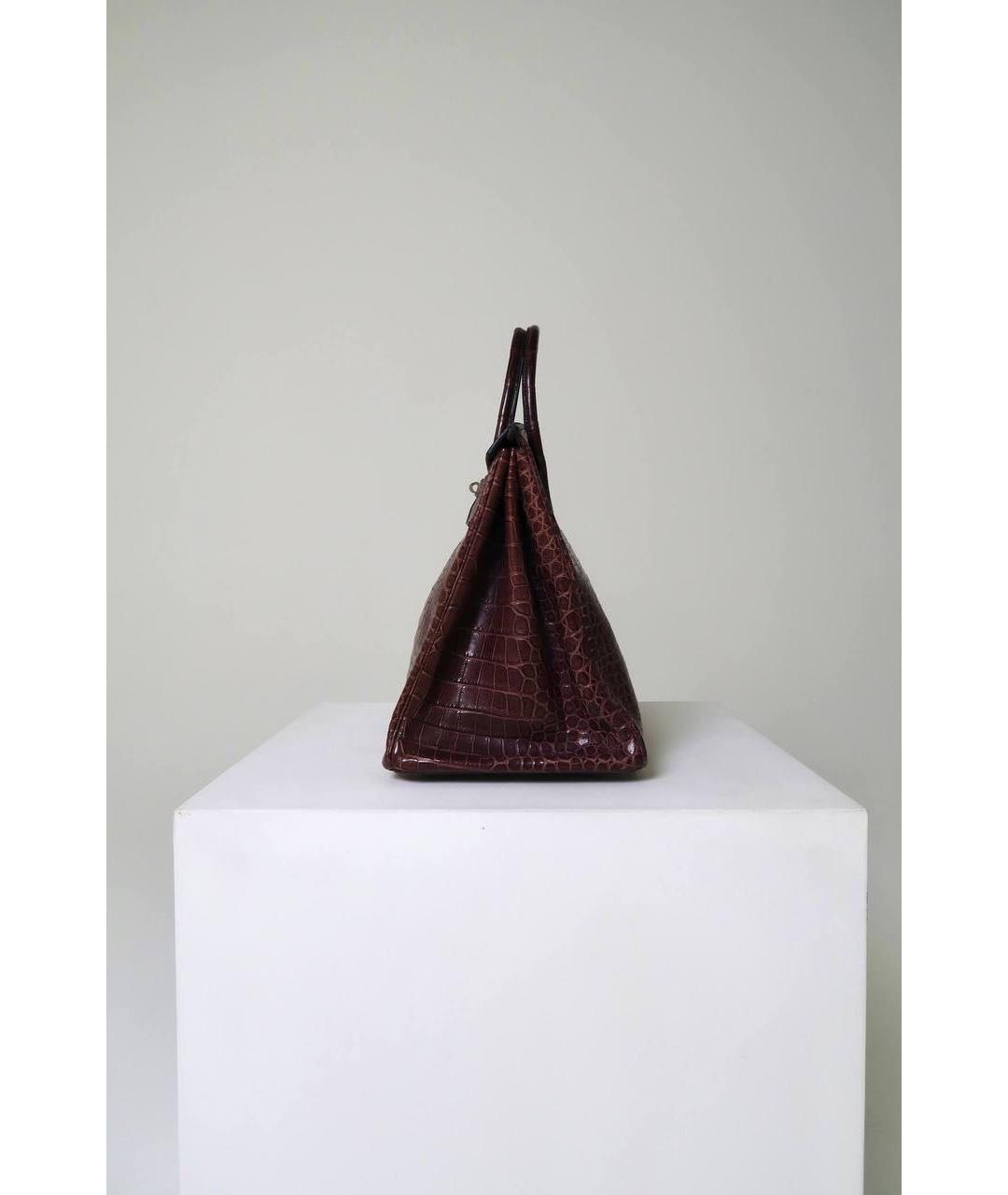 HERMES Бордовая сумка с короткими ручками из экзотической кожи, фото 2