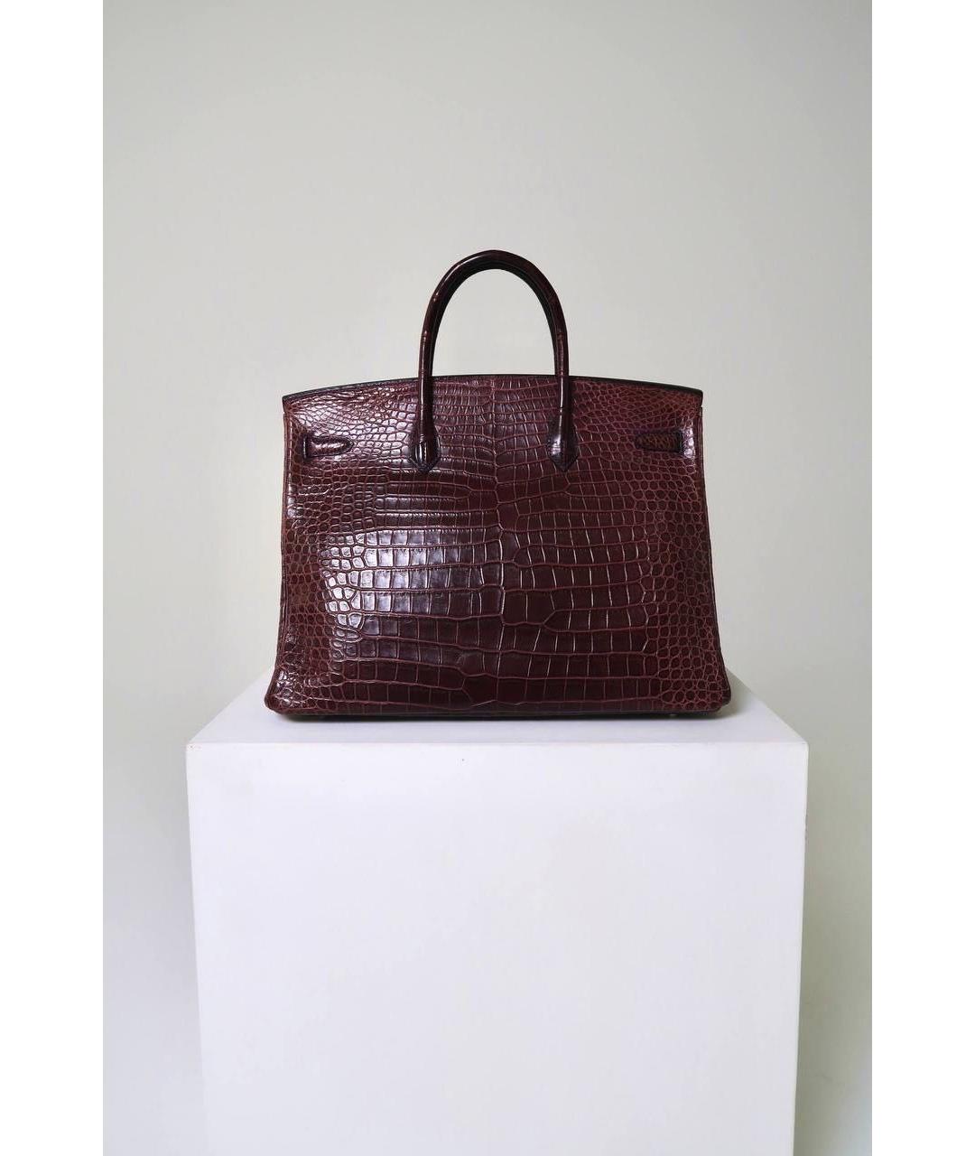 HERMES Бордовая сумка с короткими ручками из экзотической кожи, фото 3