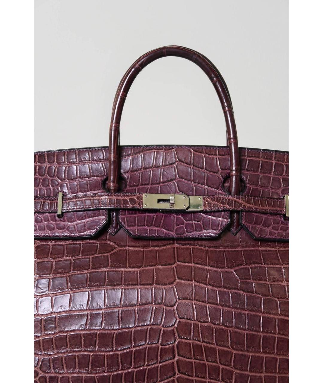 HERMES Бордовая сумка с короткими ручками из экзотической кожи, фото 4