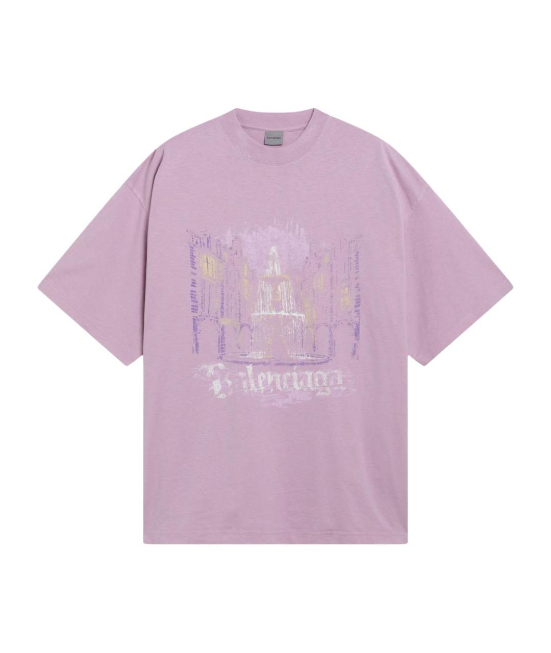 BALENCIAGA Розовая хлопковая футболка, фото 1