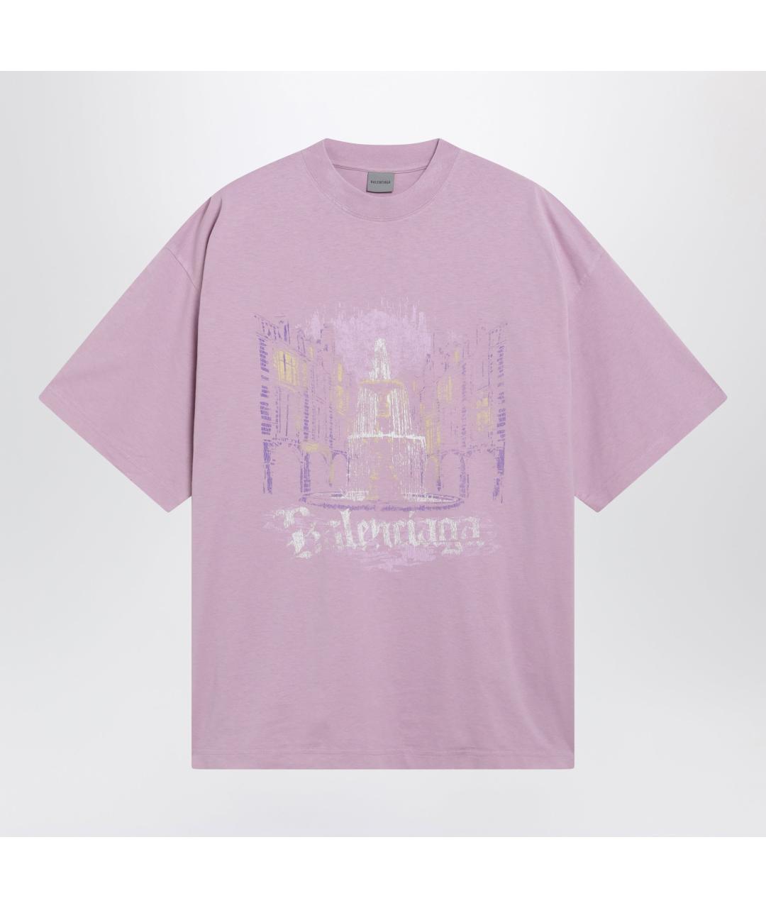 BALENCIAGA Розовая хлопковая футболка, фото 3