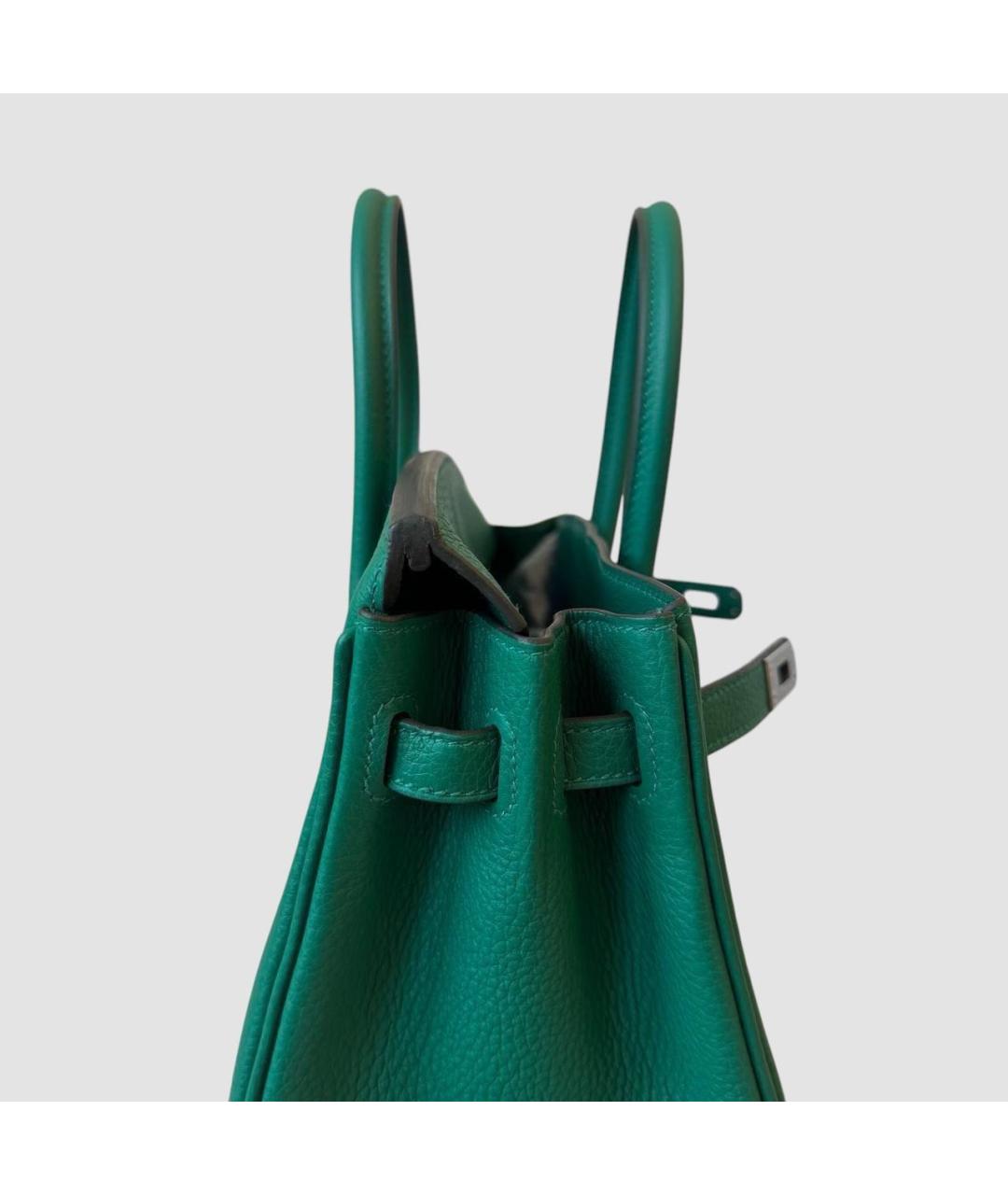 HERMES Зеленая кожаная сумка с короткими ручками, фото 4