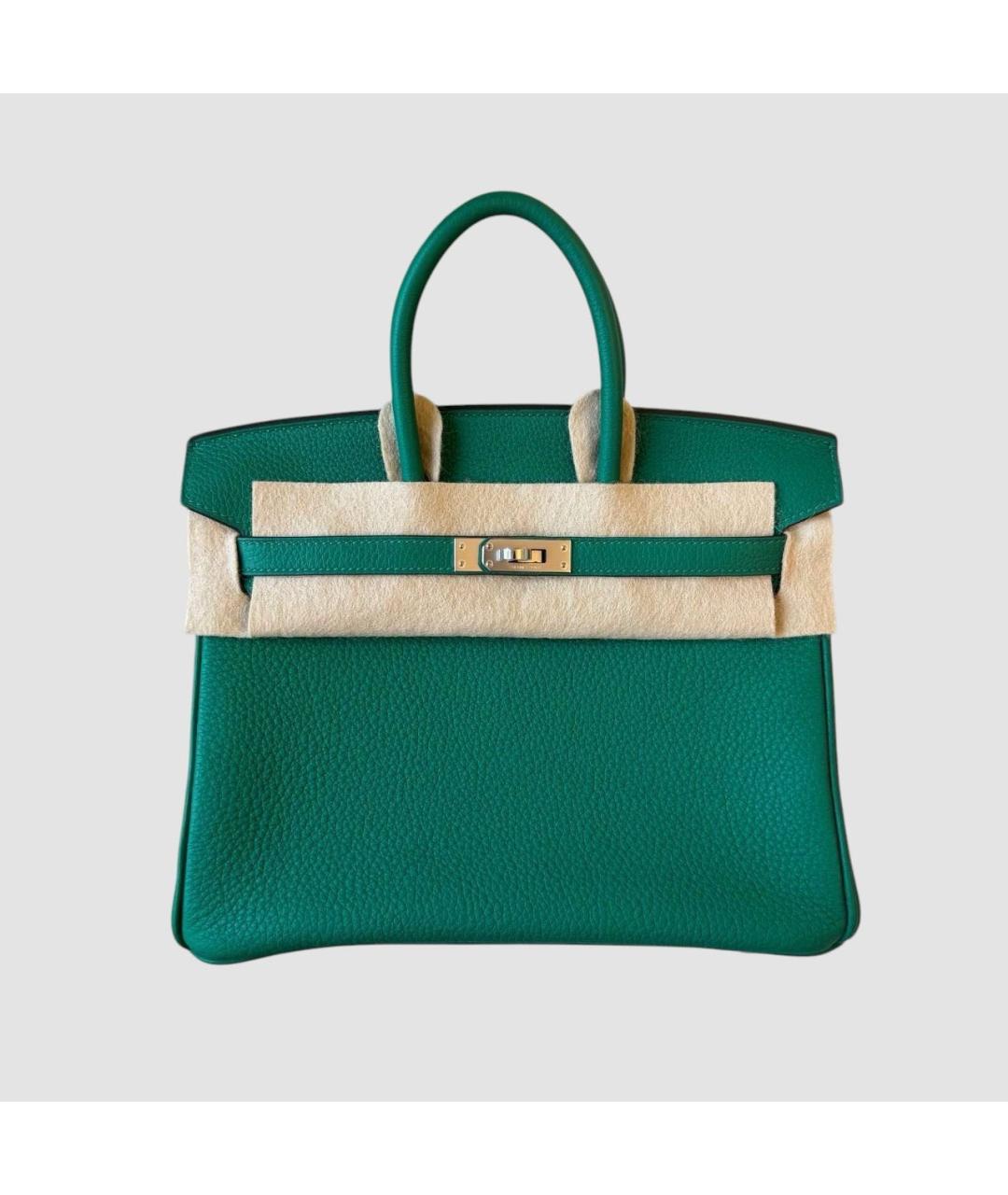 HERMES Зеленая кожаная сумка с короткими ручками, фото 7