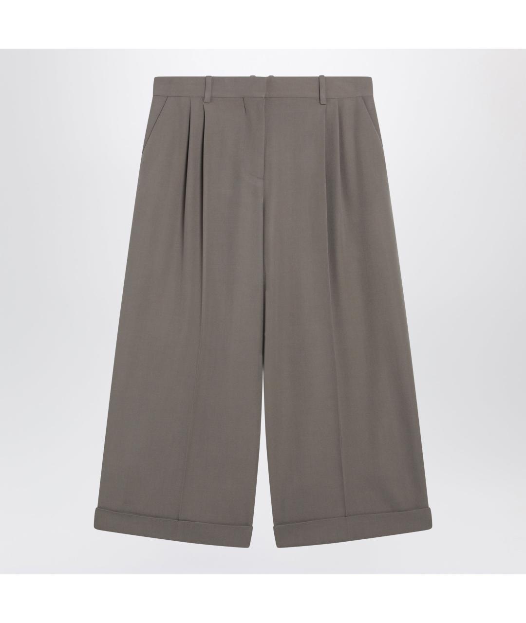 THE ROW Серые шерстяные прямые брюки, фото 3