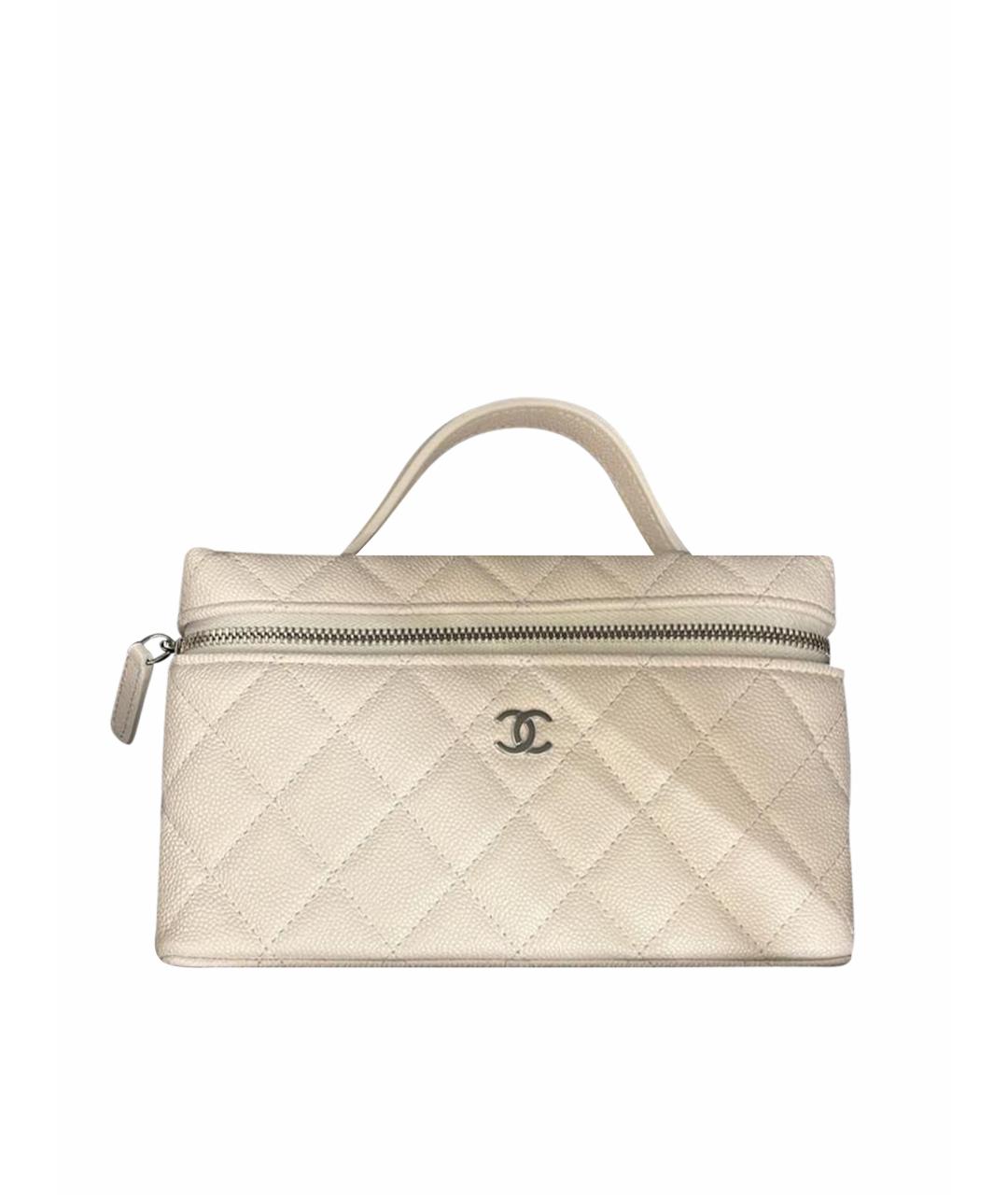 CHANEL Белая кожаная сумка с короткими ручками, фото 1