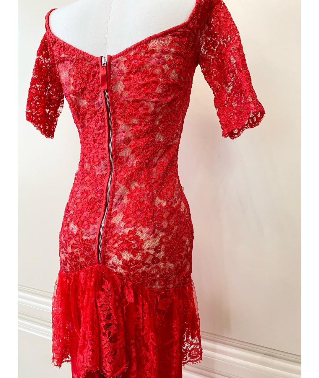 ALESSANDRA RICH Красное полиамидовое коктейльное платье, фото 4