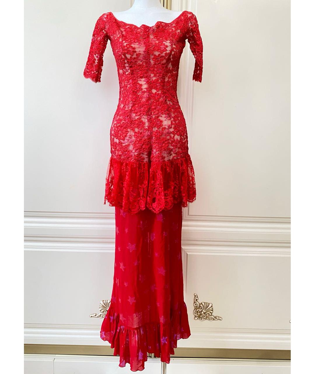 ALESSANDRA RICH Красное полиамидовое коктейльное платье, фото 9